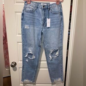 NWT JELLY JEANS LIGHT WASH DESTROYED DESTRUCTED FACTORY FRAYED WOMENS 13